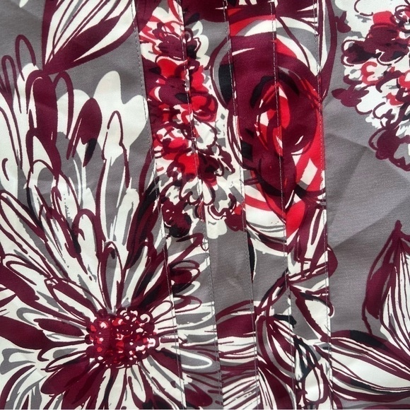 Trina Turk Spellbound Floral Haze Silky Shift Red Gray Dress Plus Size 14 - Picture 3 of 7